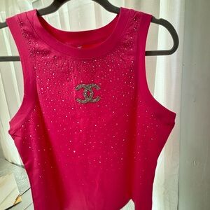 CHANEL Vibrant Pink Kids Sleeveless Top